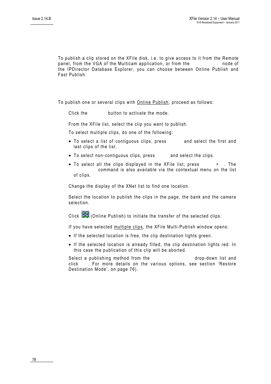 2 how to publish clips, Online publish, How to publish clips | Ow to, Ublish, Lips | EVS Xfile Version 2.14 - January 2011 User Manual User Manual | Page 87 / 190