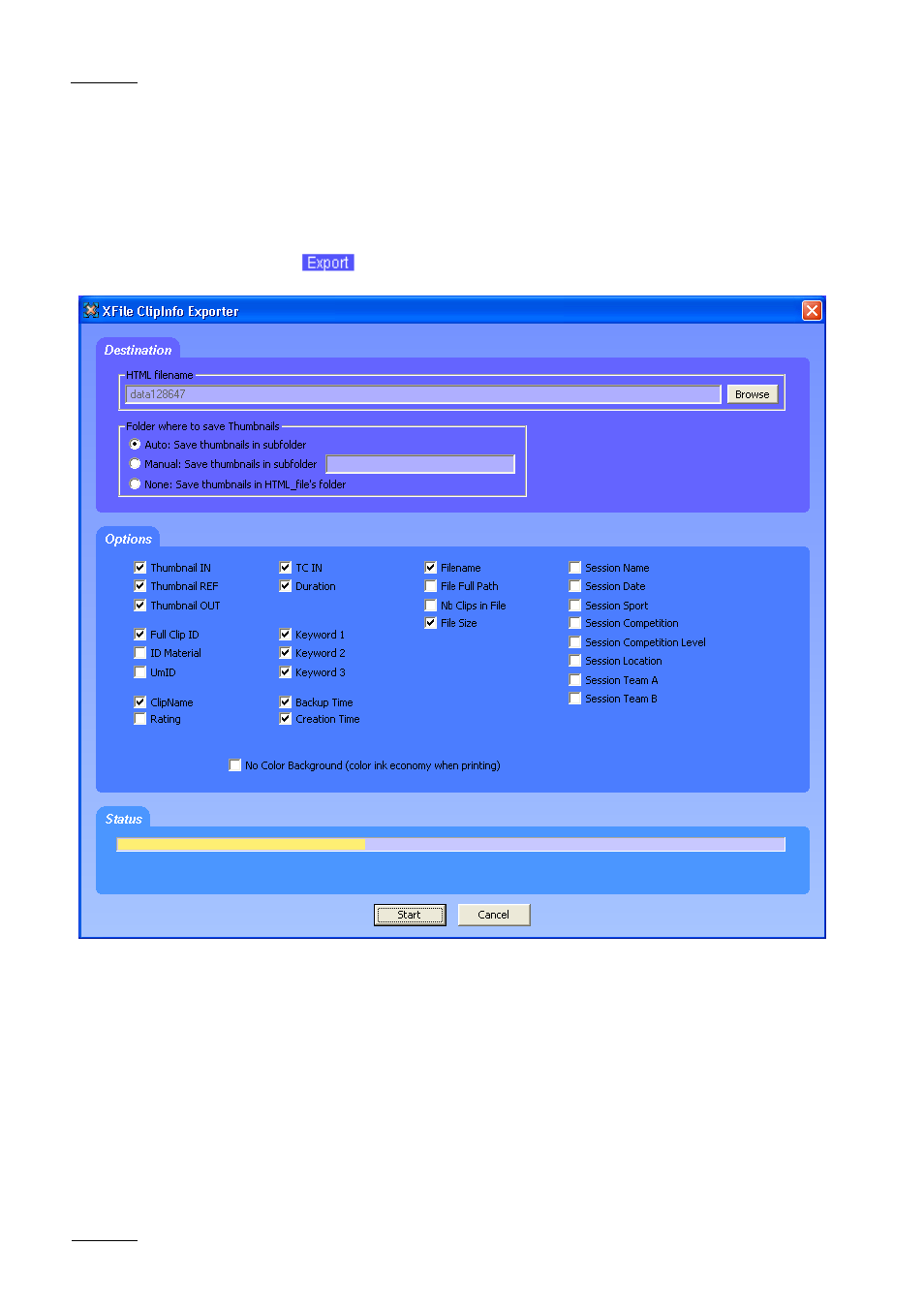 Export | EVS Xfile Version 1.01 - December 2006 User Manual User Manual | Page 25 / 42