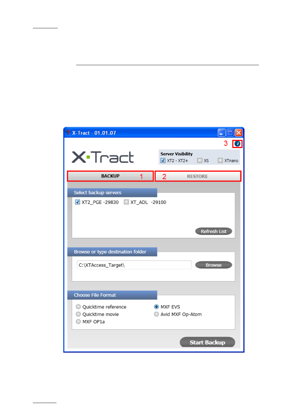 Software interface | EVS XTract Version 1.01 - January 2011 User Manual User Manual | Page 9 / 15