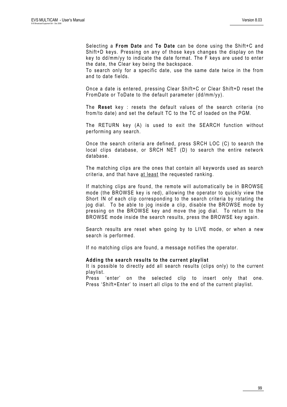 EVS MulticamLSM Version 8.03 - Dec 2006 User's Manual User Manual | Page 101 / 156