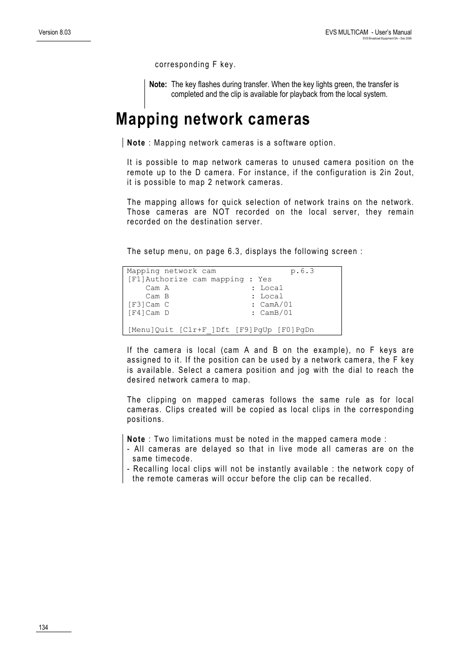 Mapping network cameras | EVS MulticamLSM Version 8.03 - Dec 2006 User's Manual User Manual | Page 136 / 156