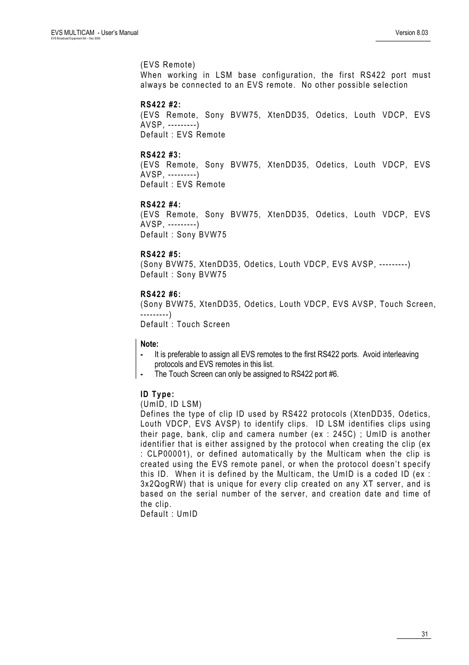 EVS MulticamLSM Version 8.03 - Dec 2006 User's Manual User Manual | Page 33 / 156