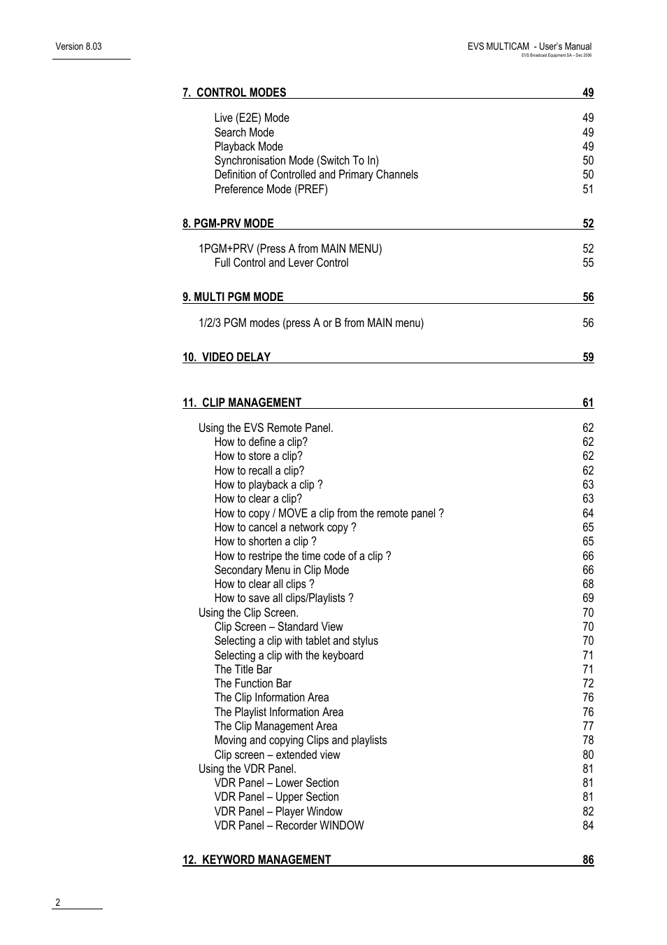 EVS MulticamLSM Version 8.03 - Dec 2006 User's Manual User Manual | Page 4 / 156