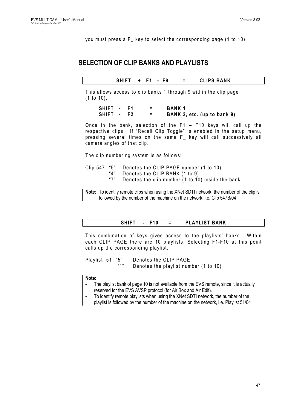 Selection of clip banks and playlists | EVS MulticamLSM Version 8.03 - Dec 2006 User's Manual User Manual | Page 49 / 156