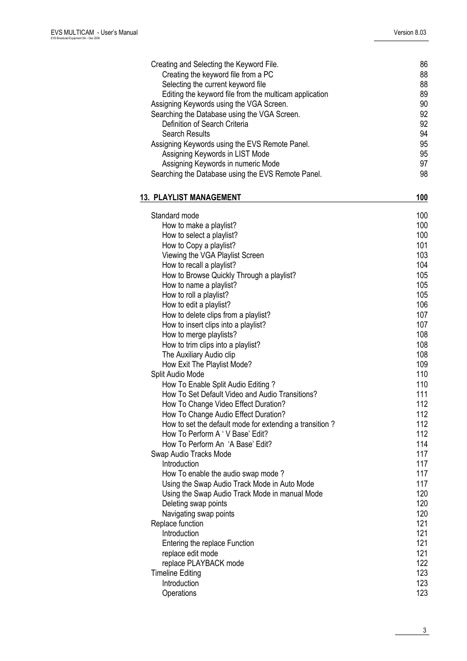 EVS MulticamLSM Version 8.03 - Dec 2006 User's Manual User Manual | Page 5 / 156