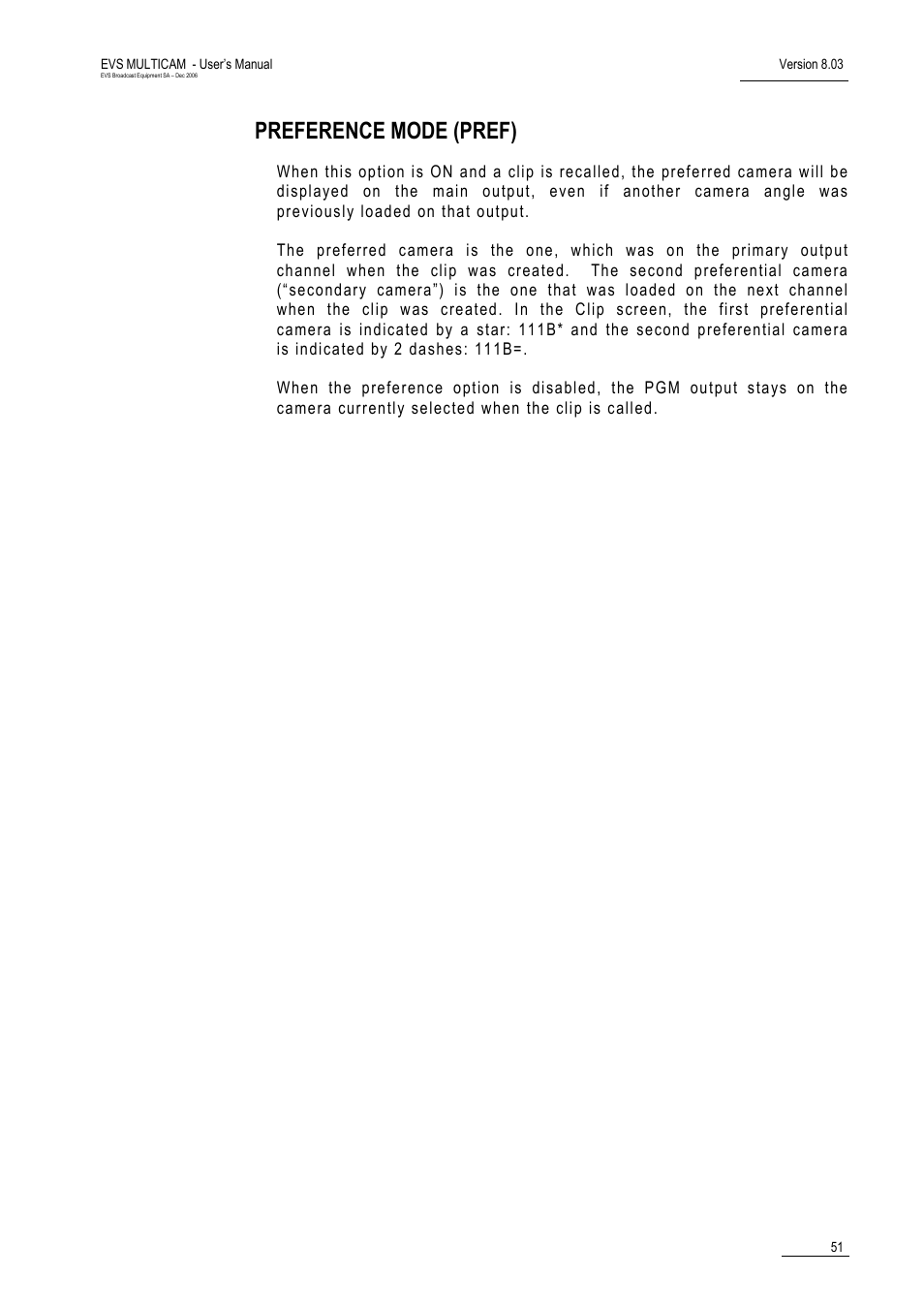 Preference mode (pref) | EVS MulticamLSM Version 8.03 - Dec 2006 User's Manual User Manual | Page 53 / 156