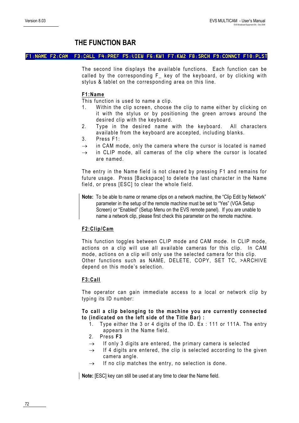 The function bar | EVS MulticamLSM Version 8.03 - Dec 2006 User's Manual User Manual | Page 74 / 156