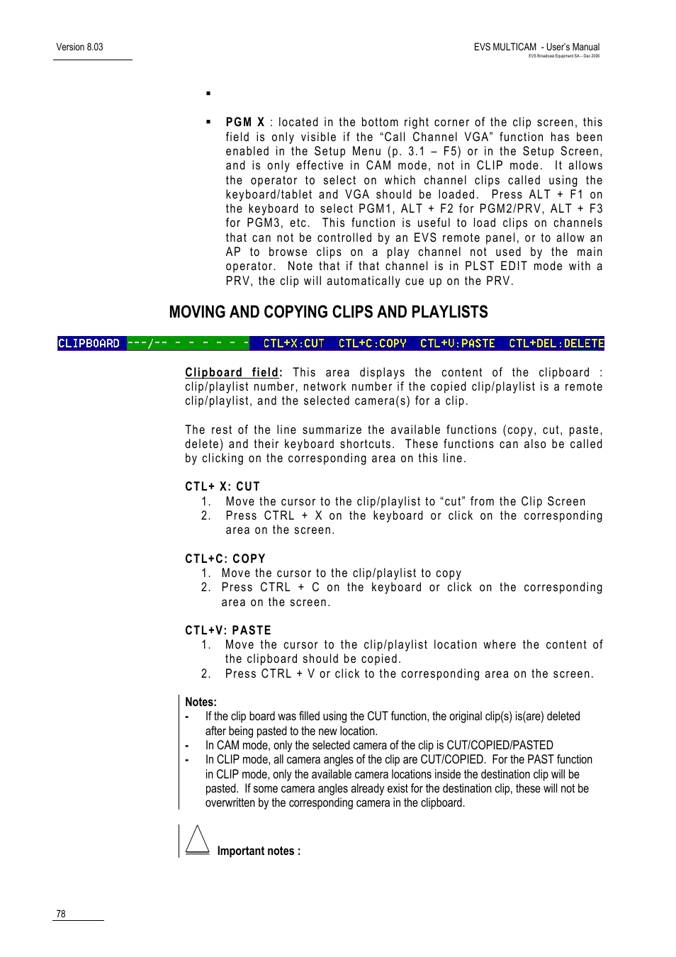 Moving and copying clips and playlists | EVS MulticamLSM Version 8.03 - Dec 2006 User's Manual User Manual | Page 80 / 156