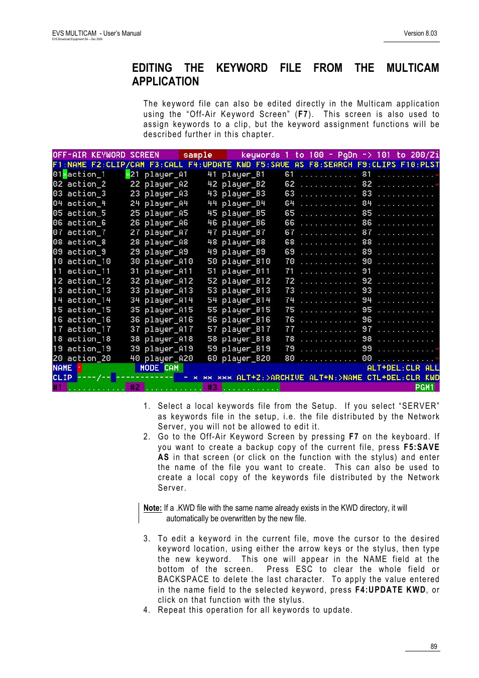 EVS MulticamLSM Version 8.03 - Dec 2006 User's Manual User Manual | Page 91 / 156
