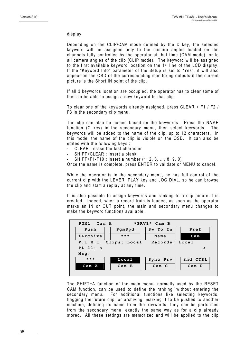 EVS MulticamLSM Version 8.03 - Dec 2006 User's Manual User Manual | Page 98 / 156