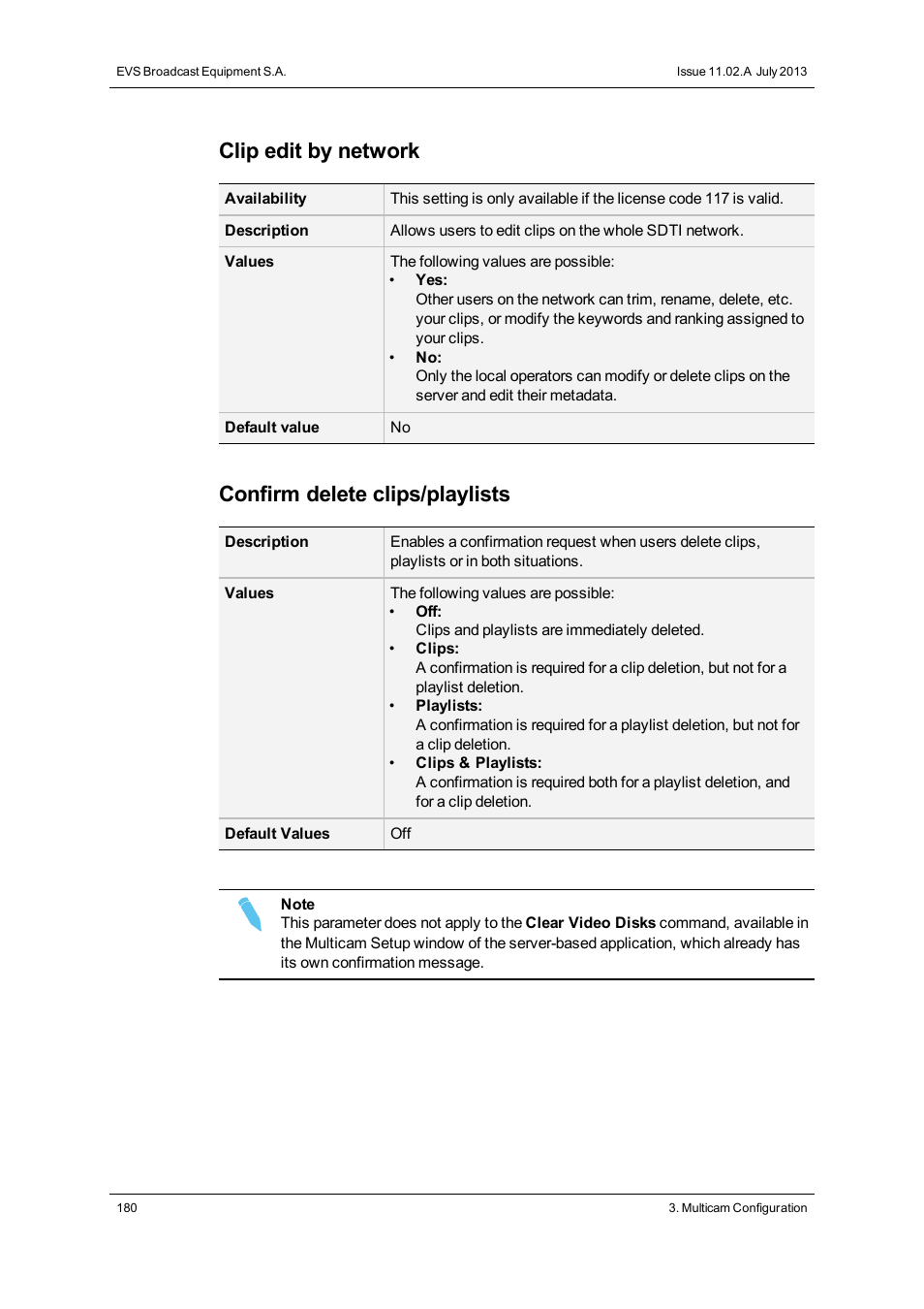Clip edit by network, Confirm delete clips/playlists | EVS XS Version 11.02 - July 2013 Configuration Manual User Manual | Page 188 / 204
