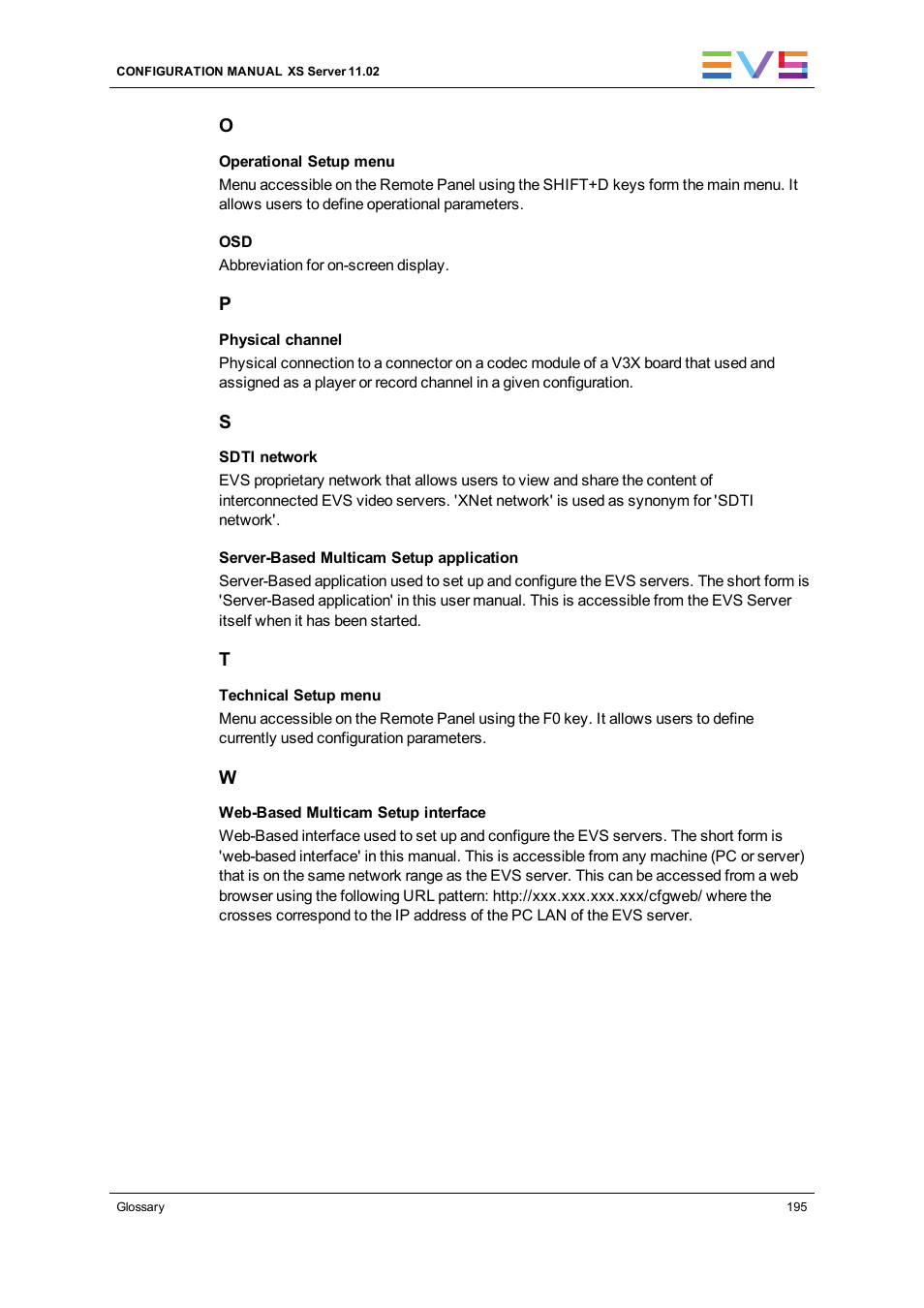 EVS XS Version 11.02 - July 2013 Configuration Manual User Manual | Page 203 / 204