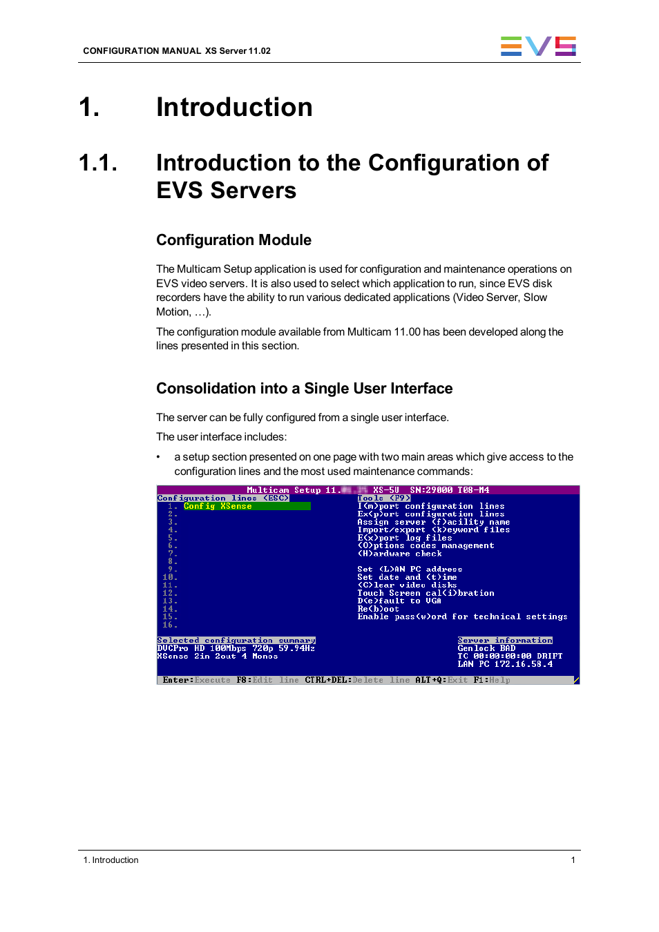 Introduction, Introduction to the configuration of evs servers | EVS XS Version 11.02 - July 2013 Configuration Manual User Manual | Page 9 / 204
