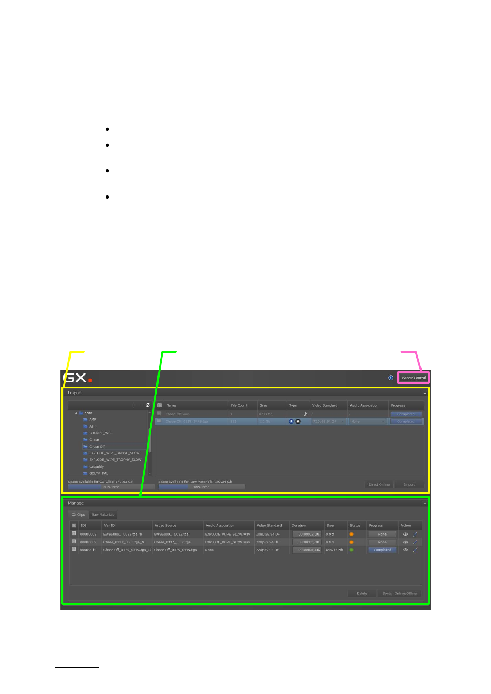 Principles about starting the server, 3 overview on main window, 1 introduction | Overview on main window, Introduction, Ntroduction | EVS GX Version 1.00 - February 2011 User’s Manual User Manual | Page 26 / 66