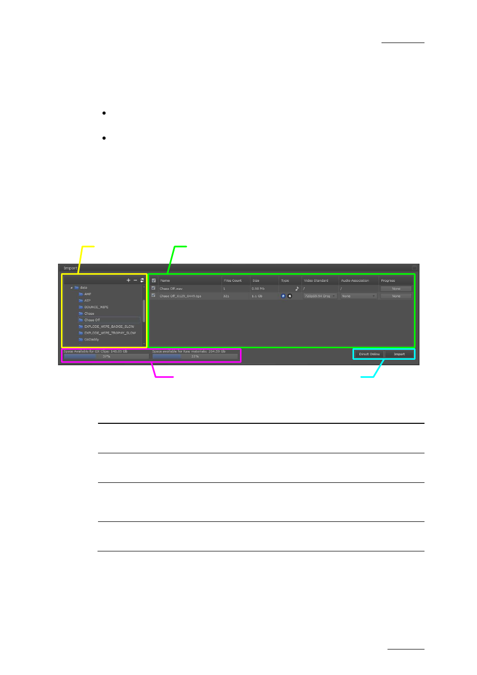 2 import area, Overview, Import area | E 21, Mport | EVS GX Version 1.00 - February 2011 User’s Manual User Manual | Page 27 / 66