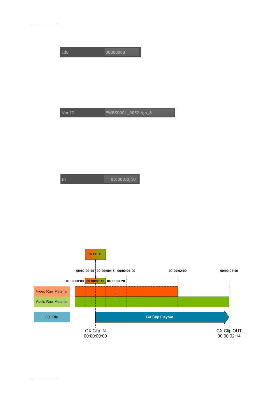 Id8 field, Idvar, In field | Example | EVS GX Version 1.00 - February 2011 User’s Manual User Manual | Page 54 / 66