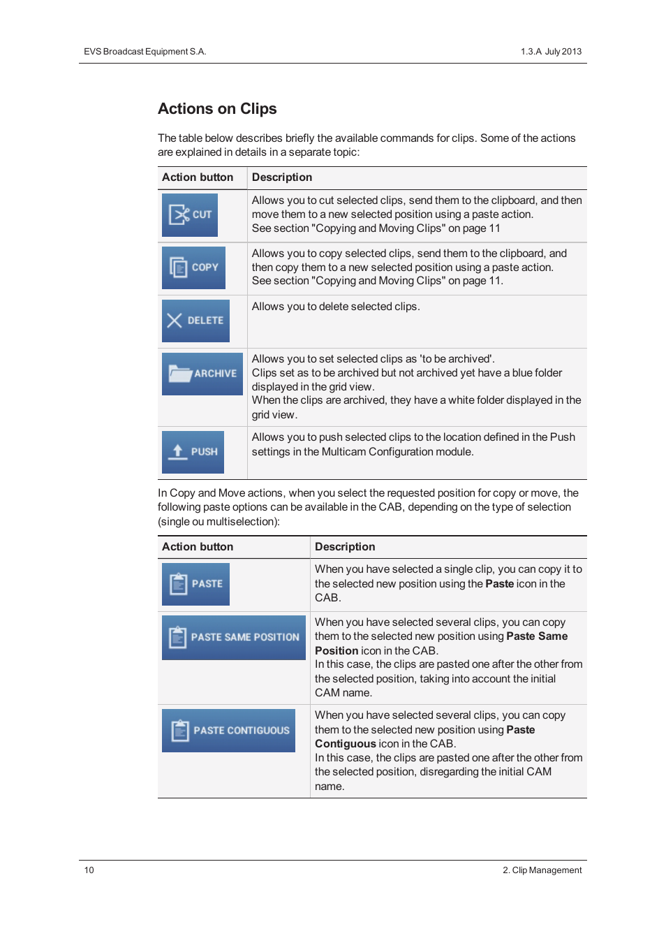 Actions on clips | EVS LSM Connect User Manual | Page 16 / 32