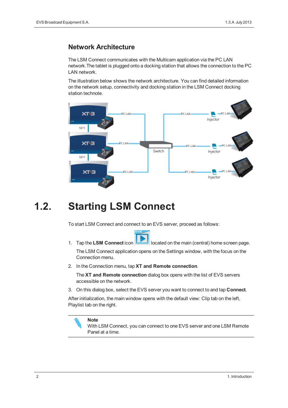 Starting lsm connect, Network architecture | EVS LSM Connect User Manual | Page 8 / 32