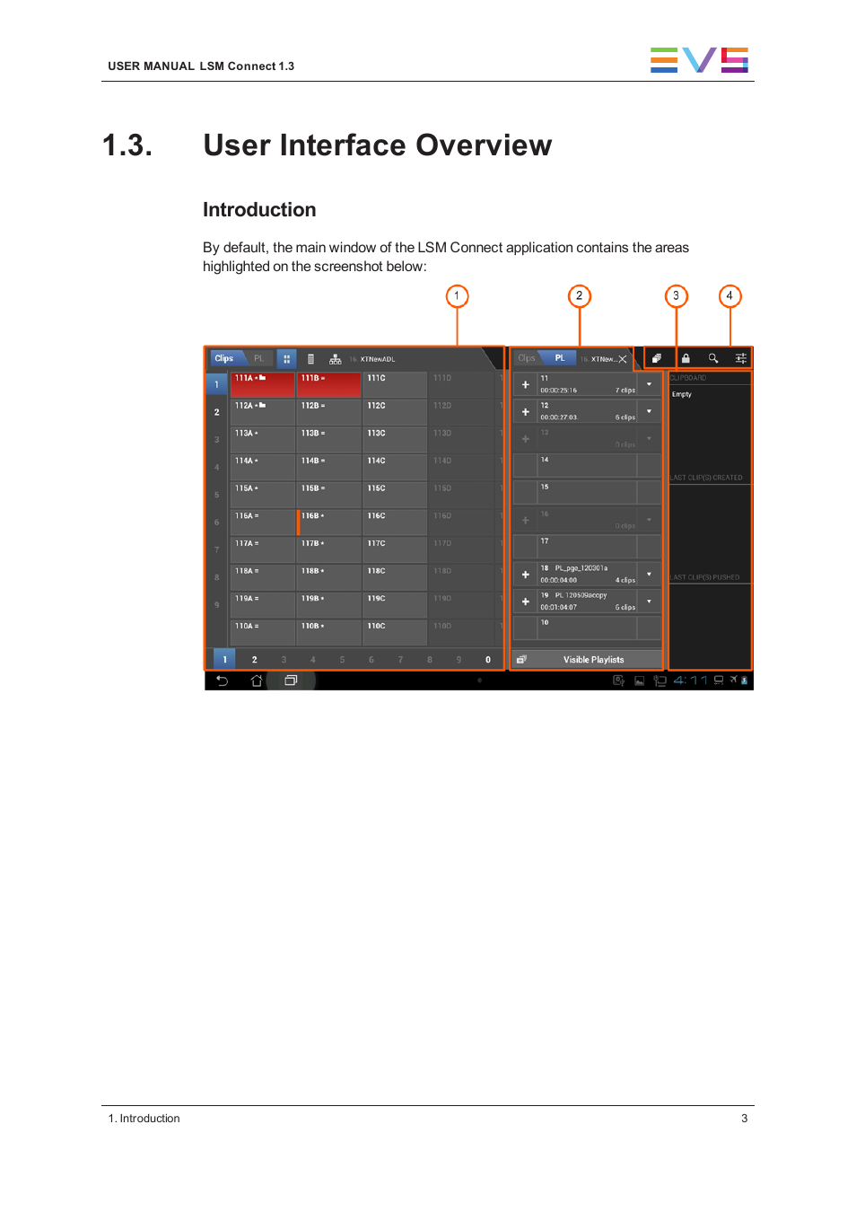 User interface overview | EVS LSM Connect User Manual | Page 9 / 32