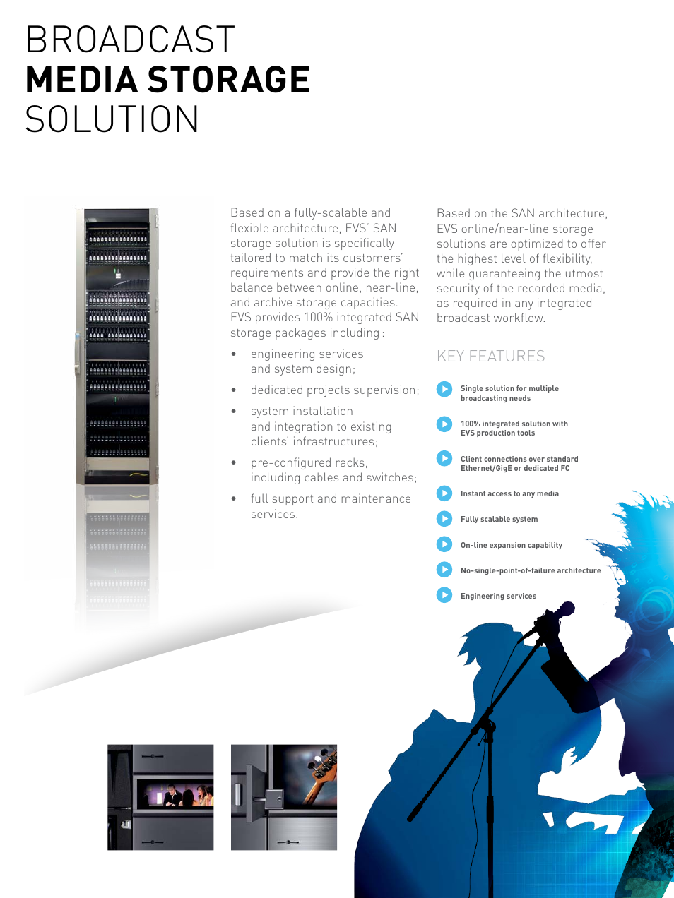 Broadcast media storage solution, Key features | EVS XStoreSAN User Manual | Page 2 / 4