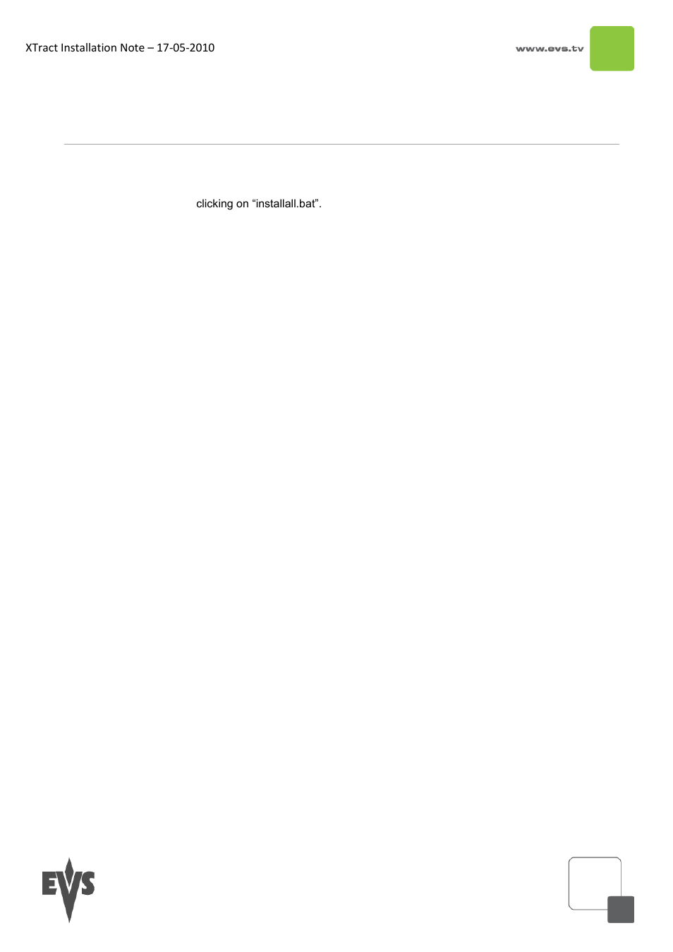 EVS XTract Installation Note User Manual | 1 page