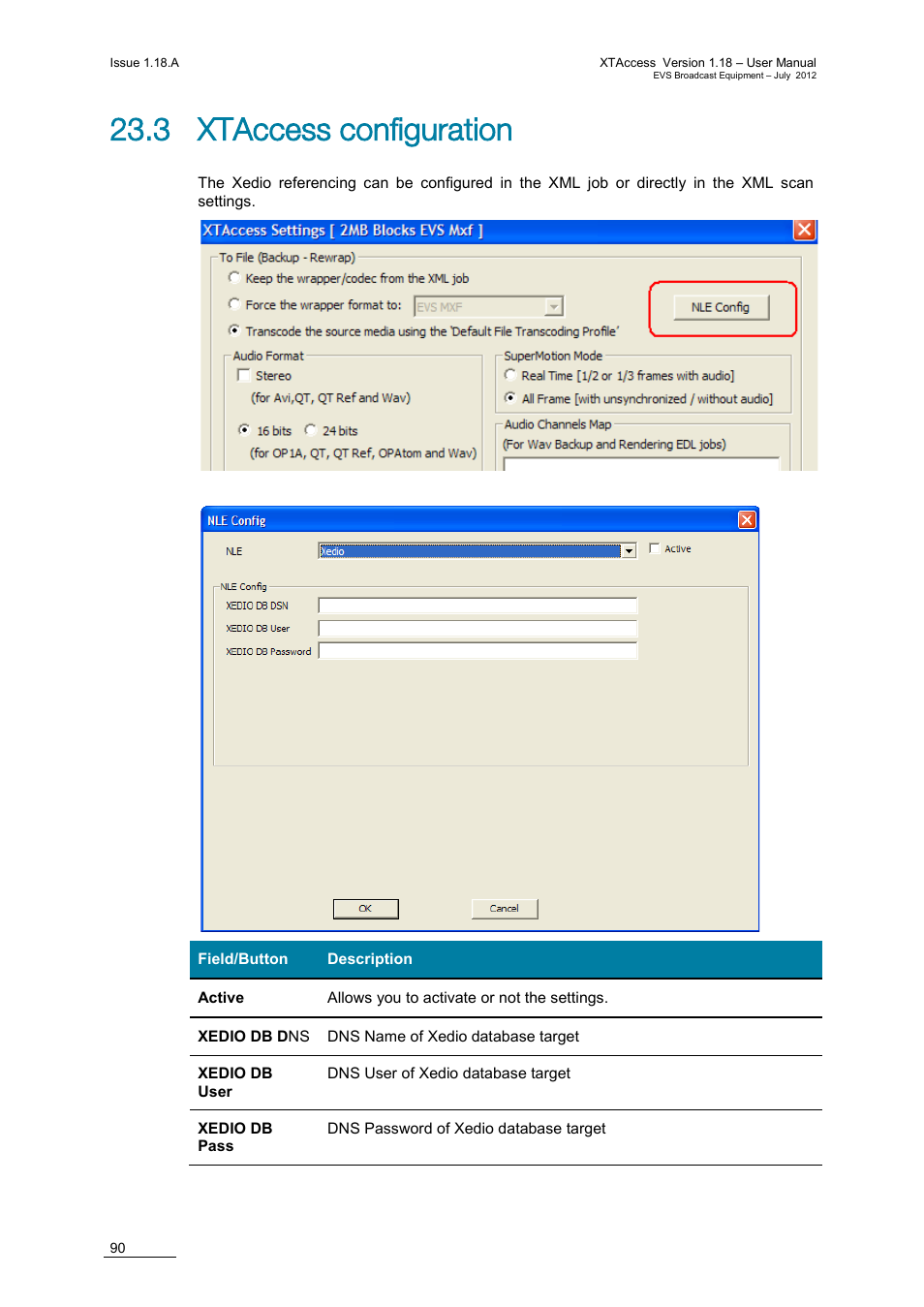 3 xtaccess configuration | EVS XTAccess Version 1.18 - July 2012 User Manual User Manual | Page 100 / 109