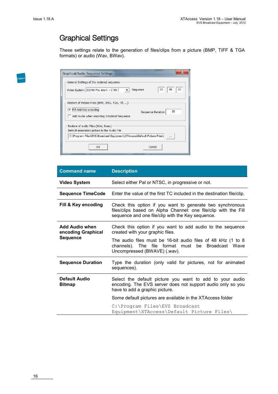 Graphical settings | EVS XTAccess Version 1.18 - July 2012 User Manual User Manual | Page 26 / 109