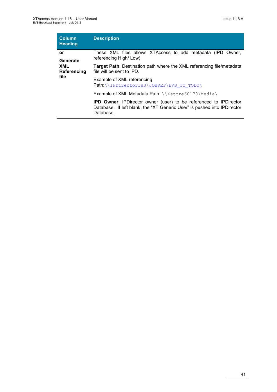 EVS XTAccess Version 1.18 - July 2012 User Manual User Manual | Page 51 / 109