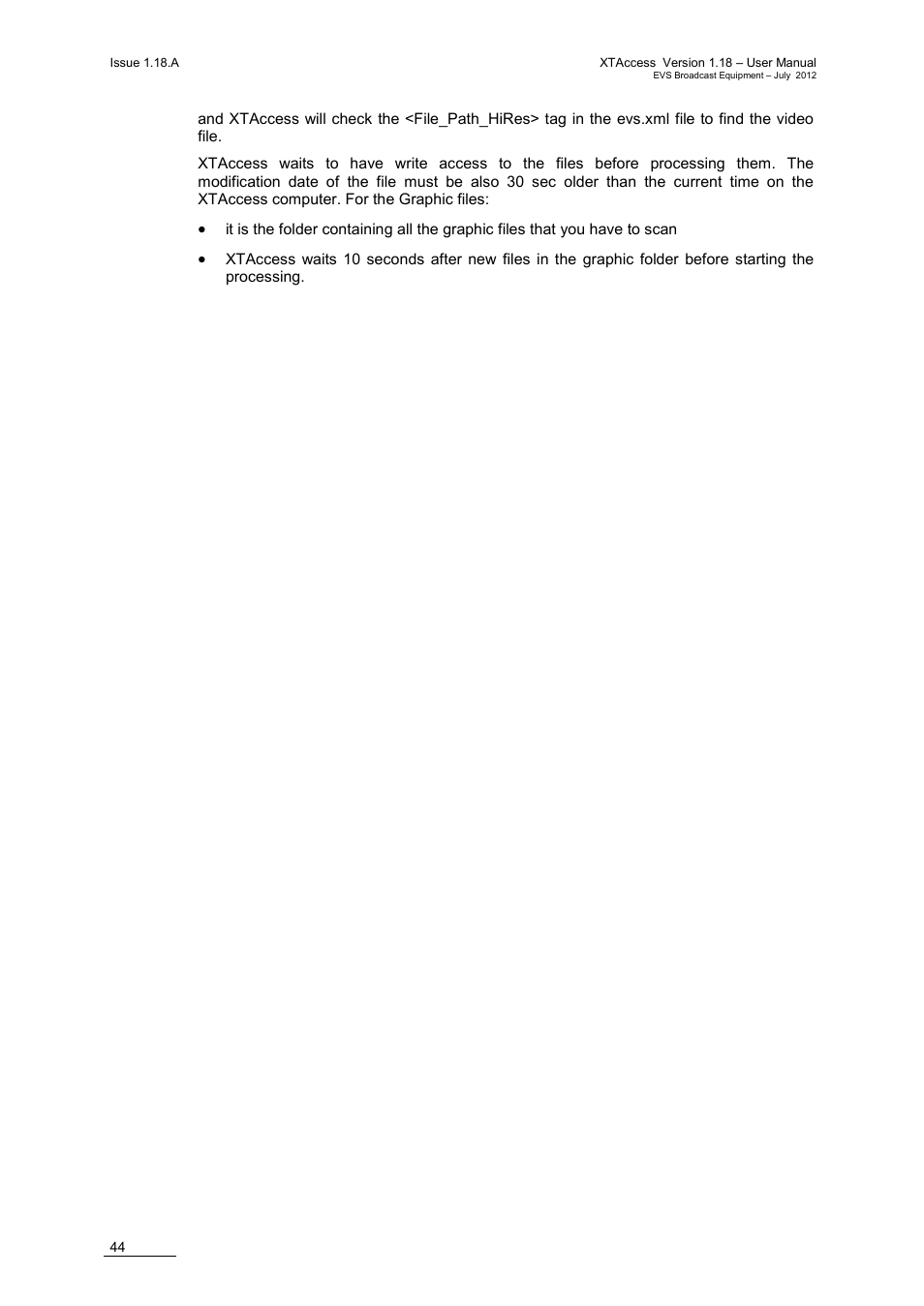 EVS XTAccess Version 1.18 - July 2012 User Manual User Manual | Page 54 / 109