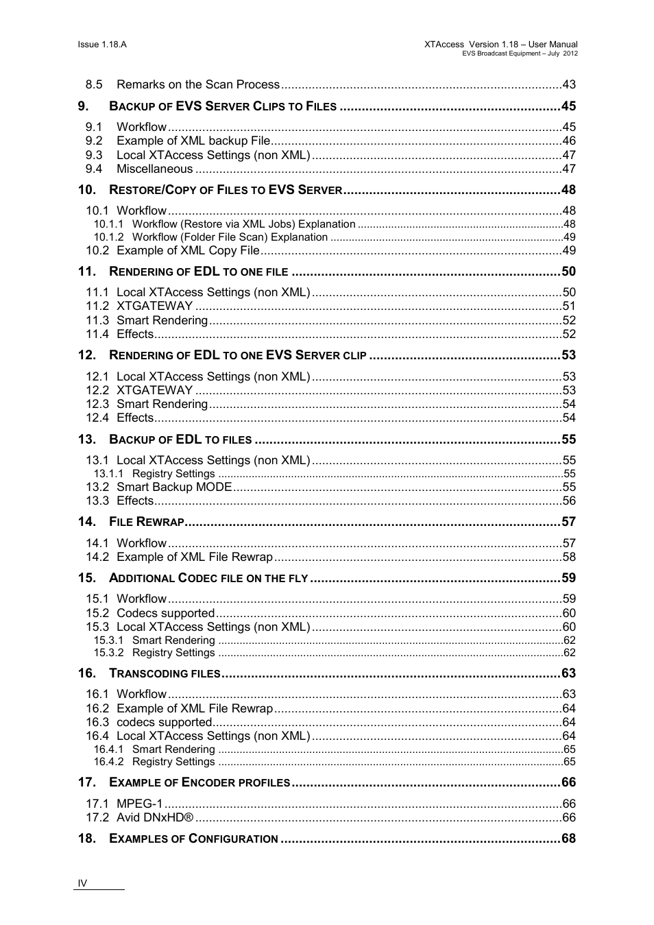 EVS XTAccess Version 1.18 - July 2012 User Manual User Manual | Page 6 / 109