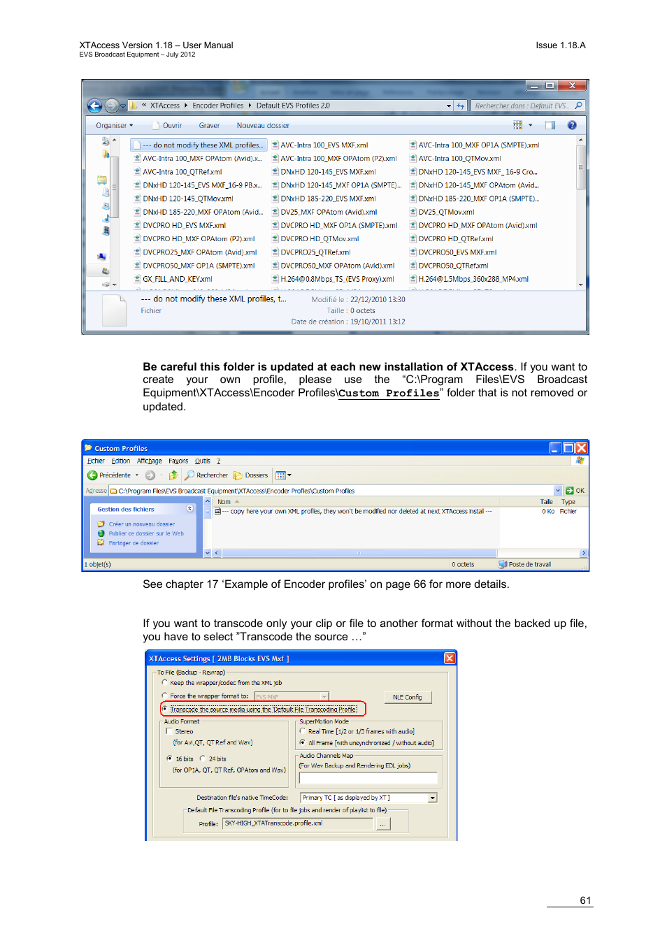 EVS XTAccess Version 1.18 - July 2012 User Manual User Manual | Page 71 / 109