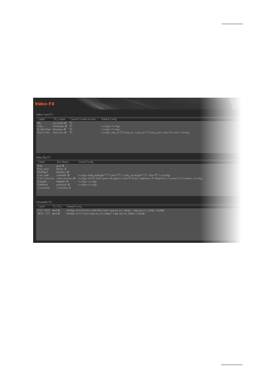 5 video fx, 1 introduction, 2 editing default parameters for effects | Video fx, Introduction, Editing default parameters for effects | EVS XEDIO Manager Version 3.1 - January 2011 User Manual User Manual | Page 118 / 134