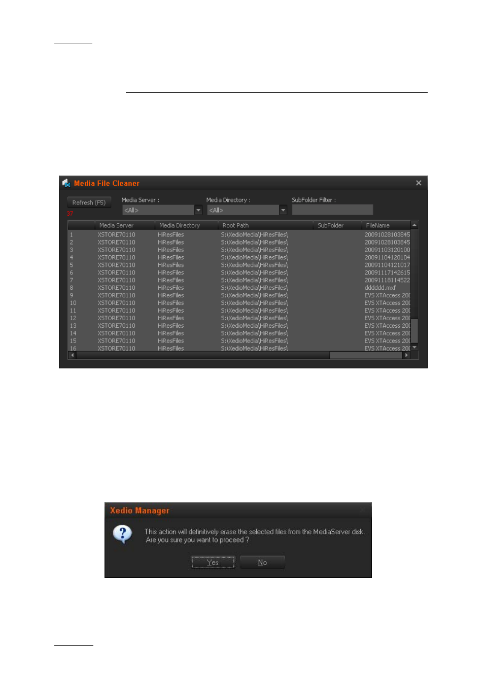 Media file cleaner, 124 fo, 12 ‘media file cleaner | EVS XEDIO Manager Version 3.1 - January 2011 User Manual User Manual | Page 133 / 134