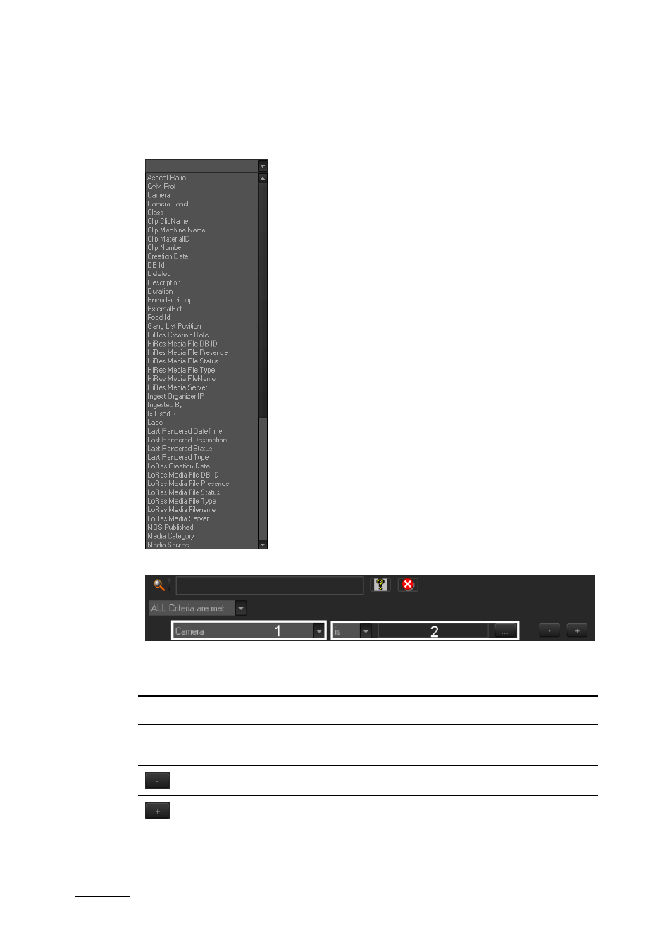 Filter fields | EVS XEDIO Manager Version 3.1 - January 2011 User Manual User Manual | Page 55 / 134