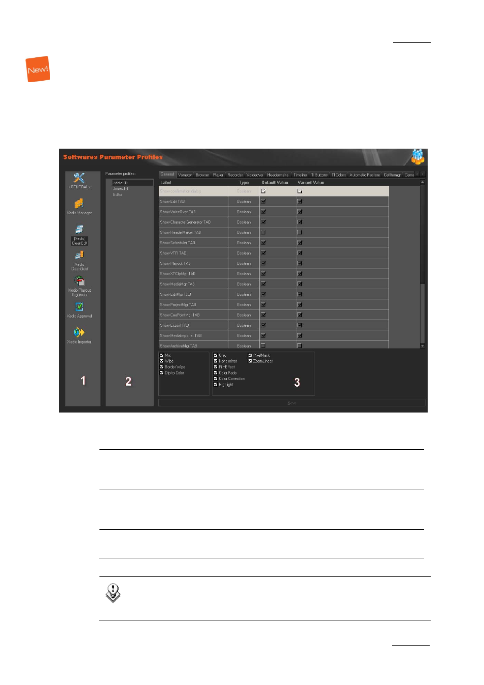 Parameter profiles, 1 introduction, Introduction | 2 parameter profiles, Ntroduction | EVS XEDIO Manager Version 3.1 - January 2011 User Manual User Manual | Page 74 / 134