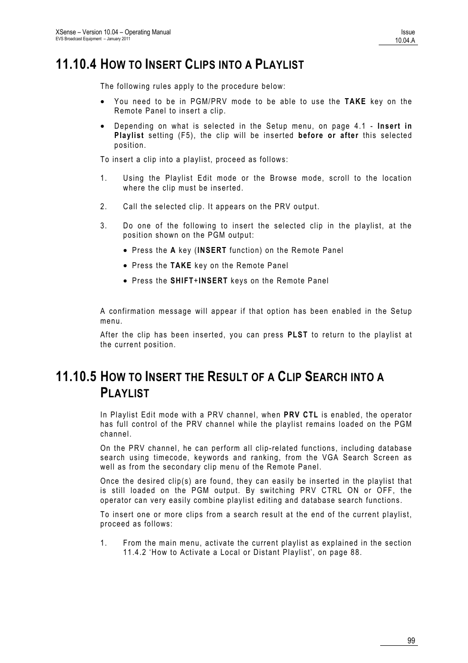 4 how to insert clips into a playlist, How to insert clips into a playlist, How to insert the result of a clip search into a | Playlist’, on, Ow to, Nsert, Lips into a, Laylist, Nsert the, Esult of a | EVS XSense Version 10.04 - January 2011 Operating Manual User Manual | Page 108 / 164