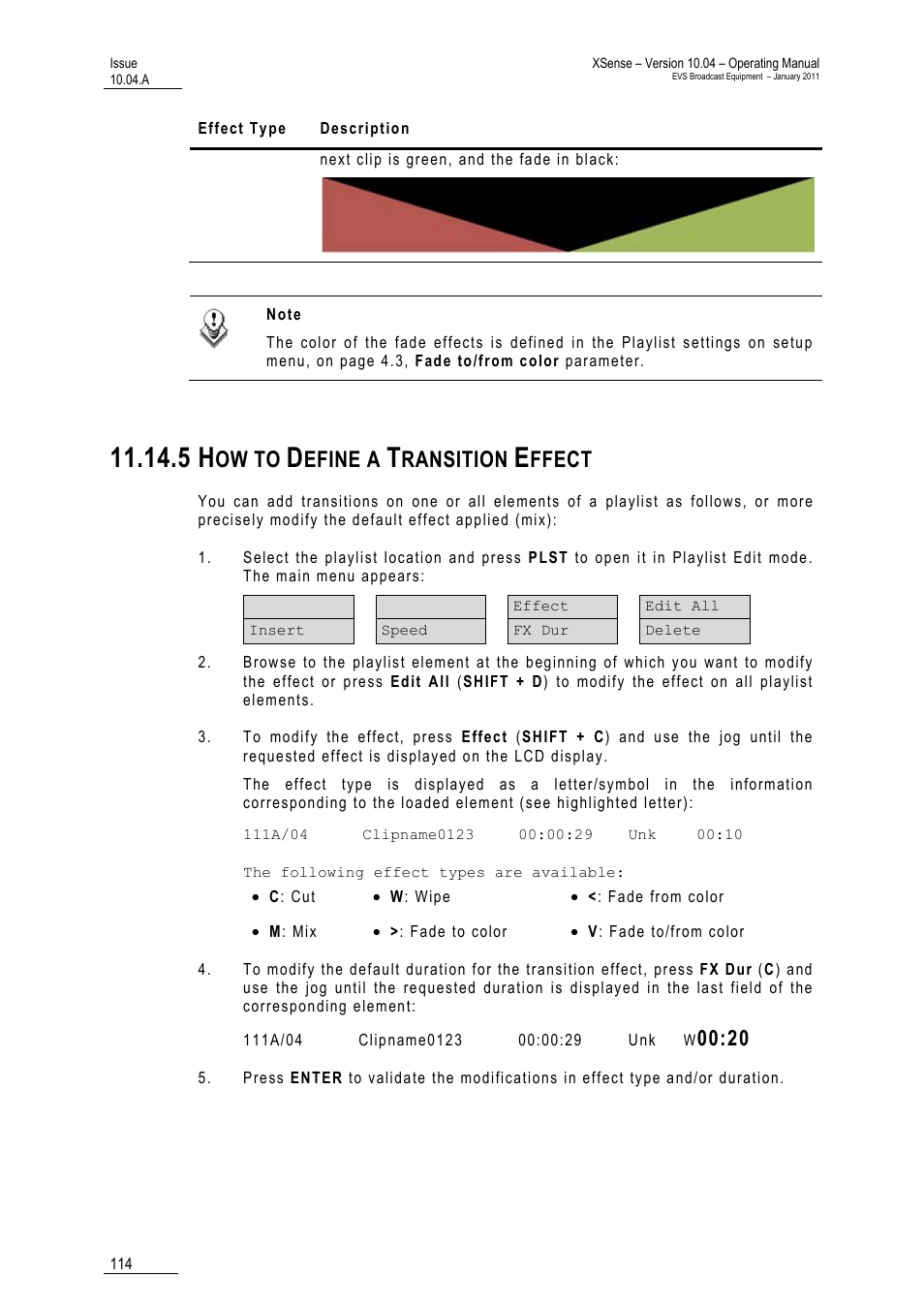 5 how to define a transition effect, Ffect, Ow to | Efine a, Ransition | EVS XSense Version 10.04 - January 2011 Operating Manual User Manual | Page 123 / 164