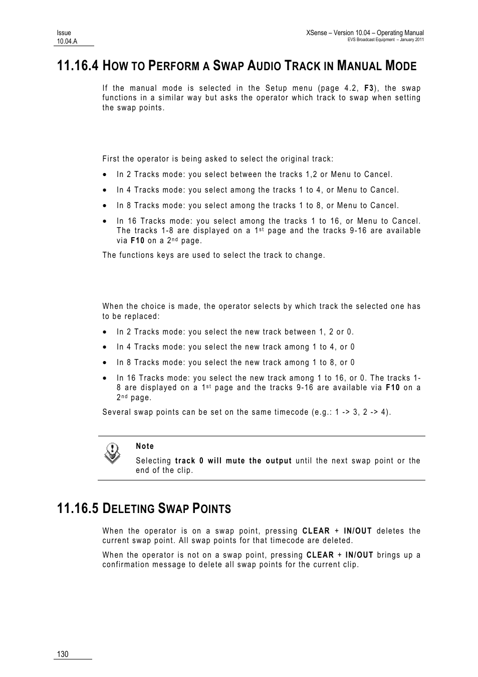 4 how to perform a swap audio track in manual mode, Step 1, Step 2 | 5 deleting swap points, Ow to, Erform a, Udio, Rack in, Anual, Eleting | EVS XSense Version 10.04 - January 2011 Operating Manual User Manual | Page 139 / 164