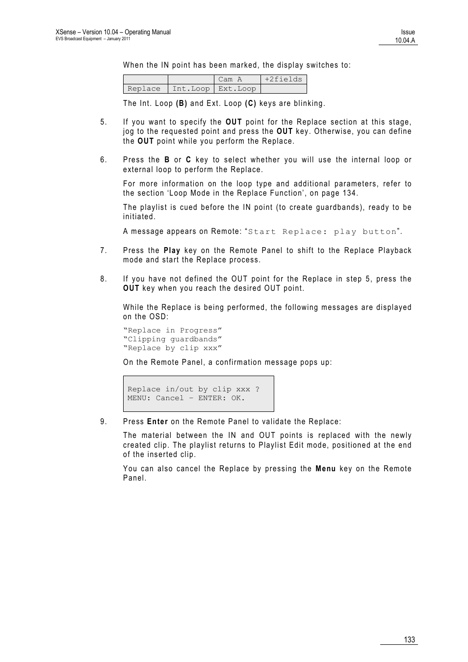 EVS XSense Version 10.04 - January 2011 Operating Manual User Manual | Page 142 / 164