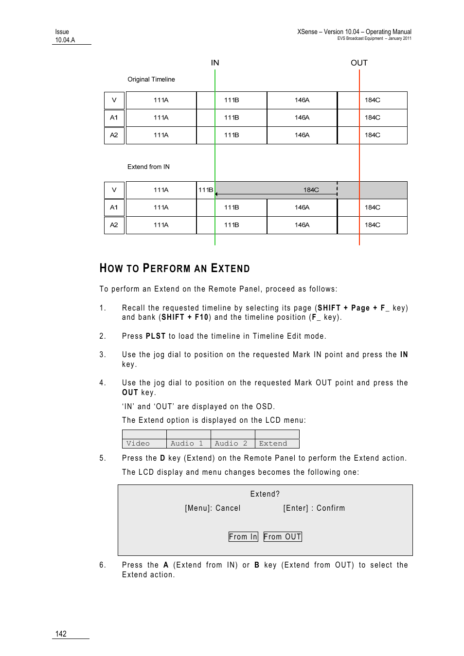 How to perform an extend | EVS XSense Version 10.04 - January 2011 Operating Manual User Manual | Page 151 / 164
