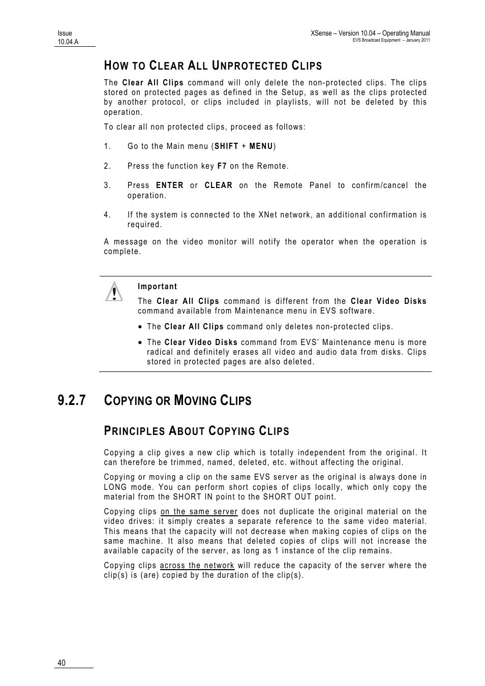 7 copying or moving clips, Principles about copying clips, Opying or | Oving, Lips | EVS XSense Version 10.04 - January 2011 Operating Manual User Manual | Page 49 / 164