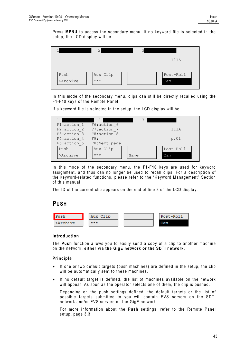 Push, Introduction, Principle | EVS XSense Version 10.04 - January 2011 Operating Manual User Manual | Page 52 / 164