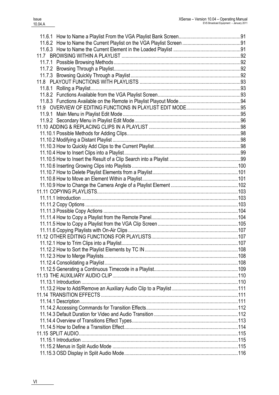 EVS XSense Version 10.04 - January 2011 Operating Manual User Manual | Page 7 / 164