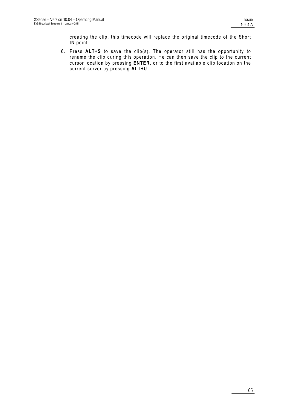 EVS XSense Version 10.04 - January 2011 Operating Manual User Manual | Page 74 / 164