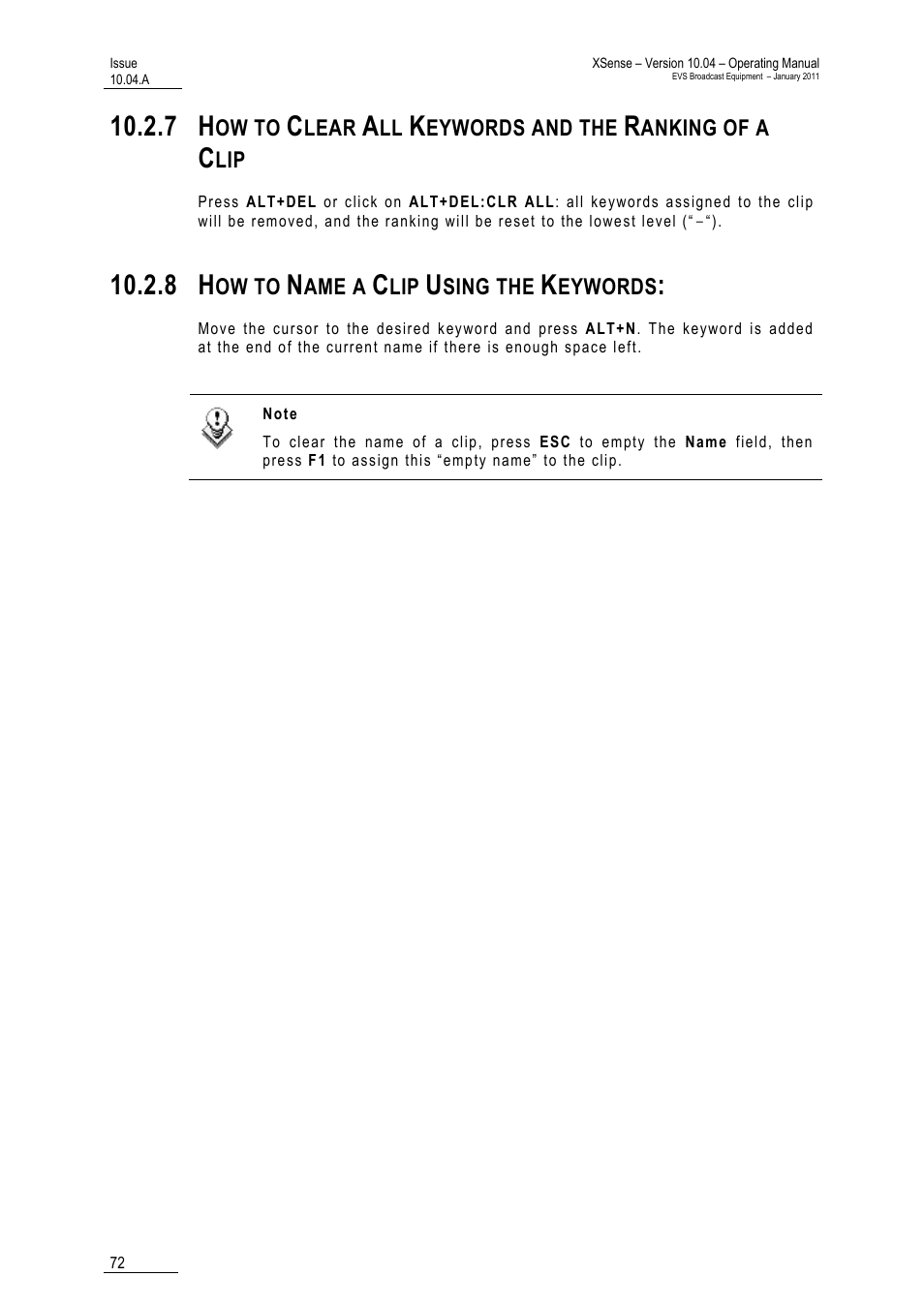 8 how to name a clip using the keywords, Ywords | EVS XSense Version 10.04 - January 2011 Operating Manual User Manual | Page 81 / 164