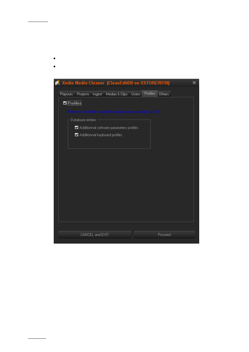 6 profiles, Profiles | EVS XEDIO Media Cleaner Version 3.1 - January 2011 User Manual User Manual | Page 13 / 16