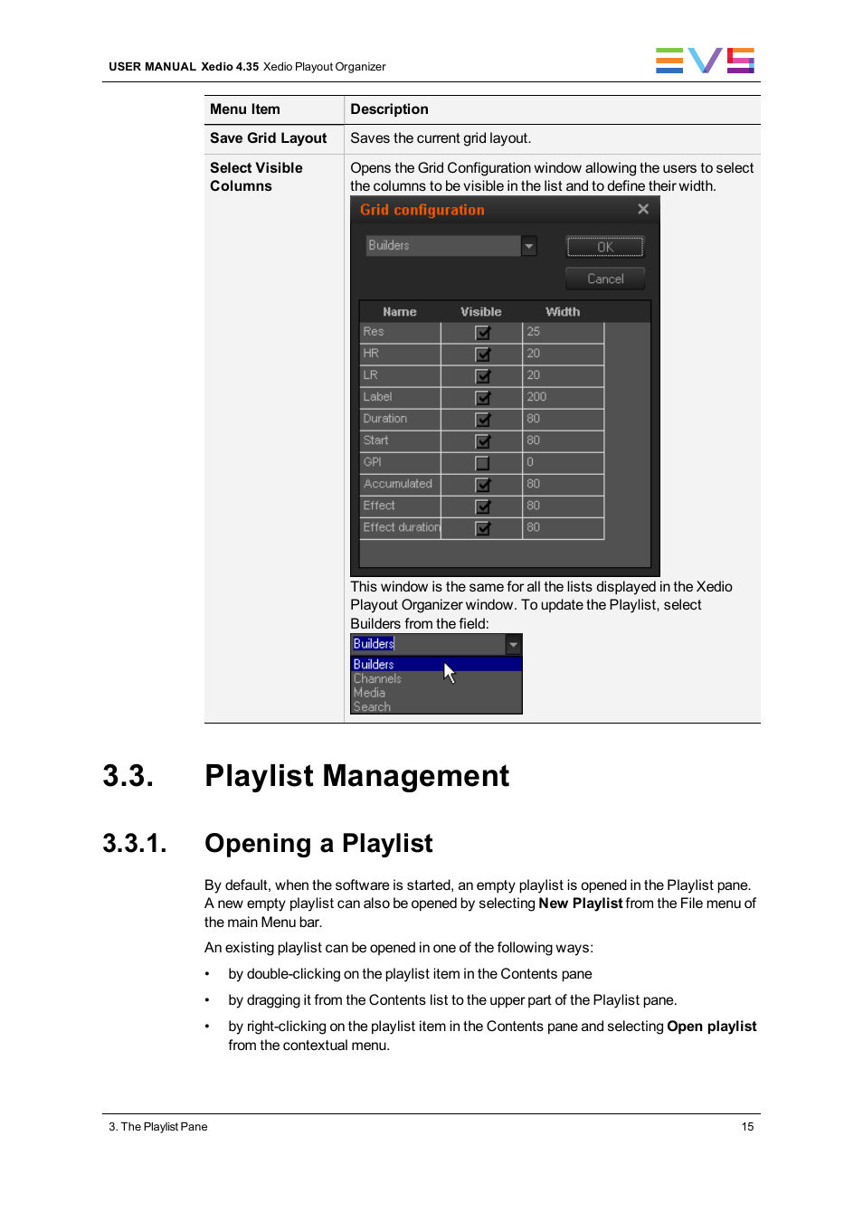 Playlist management, Opening a playlist | EVS XEDIO Playout Organizer Version 4.35 - August 2013 User Manual User Manual | Page 23 / 36