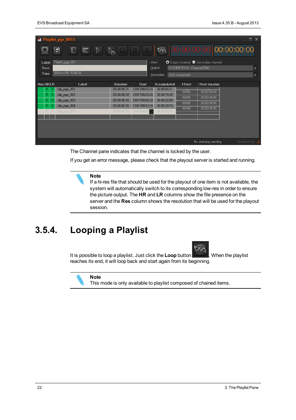 Looping a playlist | EVS XEDIO Playout Organizer Version 4.35 - August 2013 User Manual User Manual | Page 30 / 36