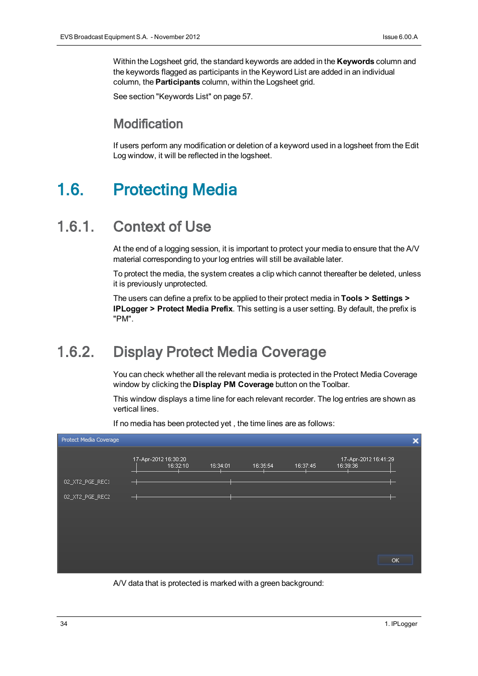 Protecting media, Context of use, Display protect media coverage | Modification | EVS IPDirector Version 6.0 - November 2012 Part 2 User's Manual User Manual | Page 44 / 92