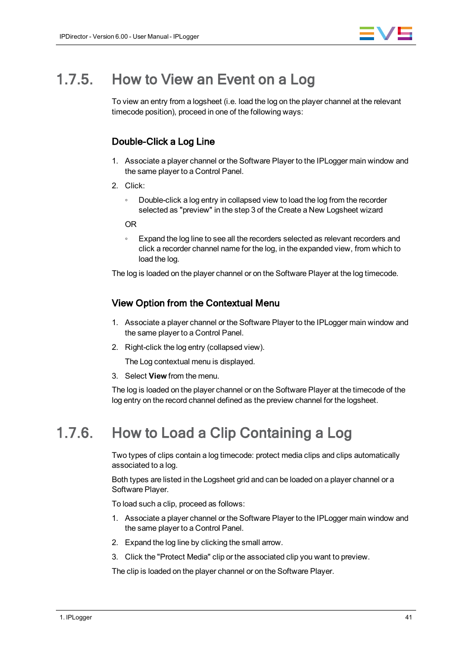 How to view an event on a log, How to load a clip containing a log | EVS IPDirector Version 6.0 - November 2012 Part 2 User's Manual User Manual | Page 51 / 92